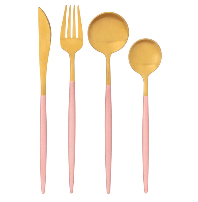 Coffret de Couverts en Acier Inoxydable Or Rose (8 Pièces)