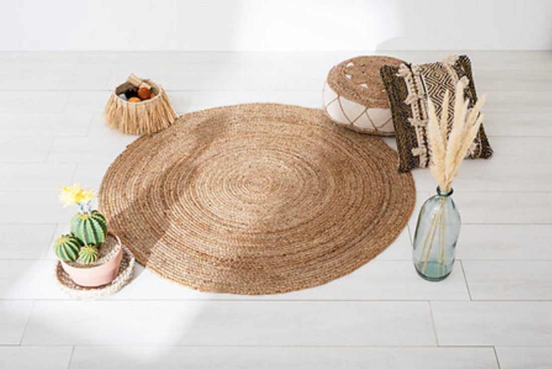 Rond jute vloerkleed Ø 120 cm – 100% natuurlijke jute, 0,5 cm dik – foto 4