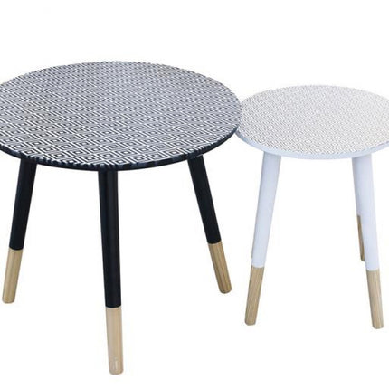 Tables d'appoint rondes blanc noir