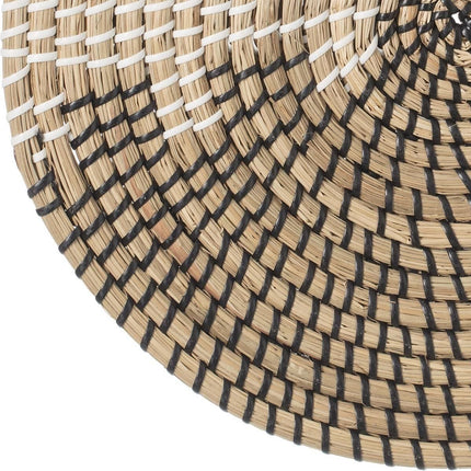 Set de table rond jonc de mer noir/blanc - 35 cm - Dessous de plat