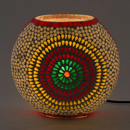 Lampe de table ronde en verre mosaïque Blanc - boule multicolore