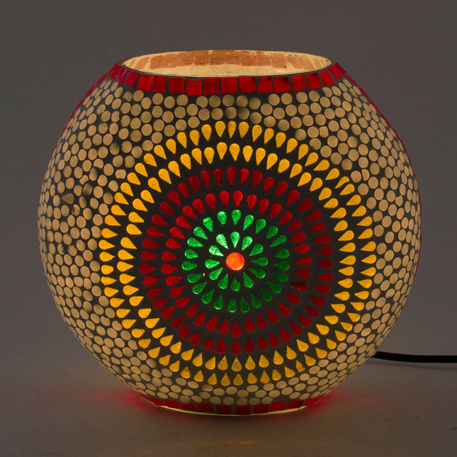 Lampe de table ronde en verre mosaïque Blanc - boule multicolore