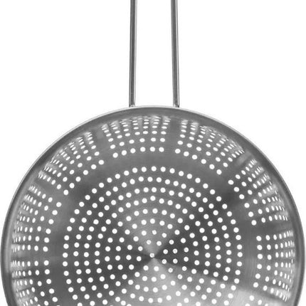 Passoire ronde/tamis avec longue poignée argent 18 x 7 cm en acier inoxydable