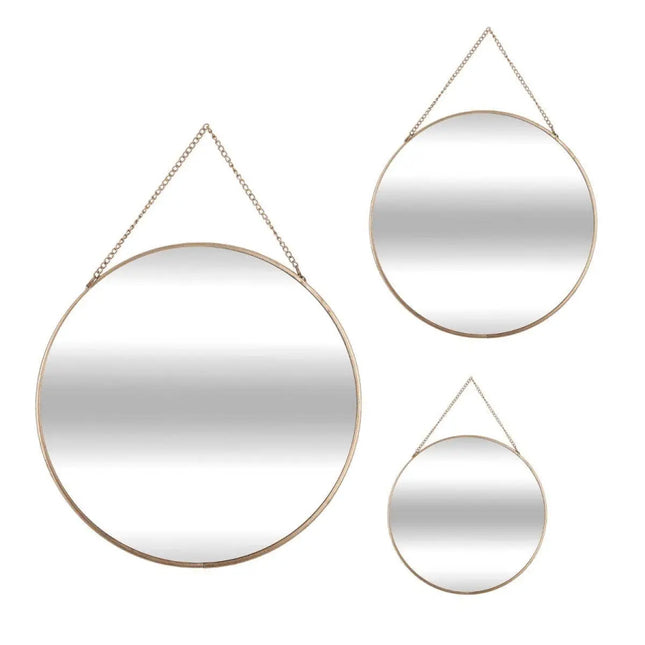 Lot de 3 miroirs ronds dorés - Métal - Or