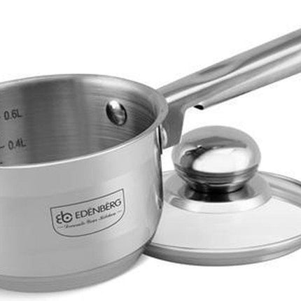 Edënbërg Casserole en acier inoxydable avec couvercle en verre Ø12 cm - 0.6 L - 5 couches