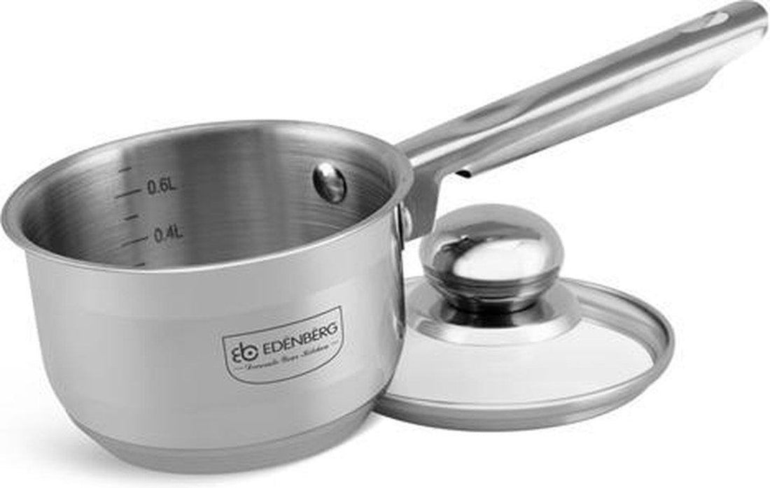 Edënbërg Stainless Steel Saucepan with Glass Lid Ø12 cm - 0.6 L - 5-Ply