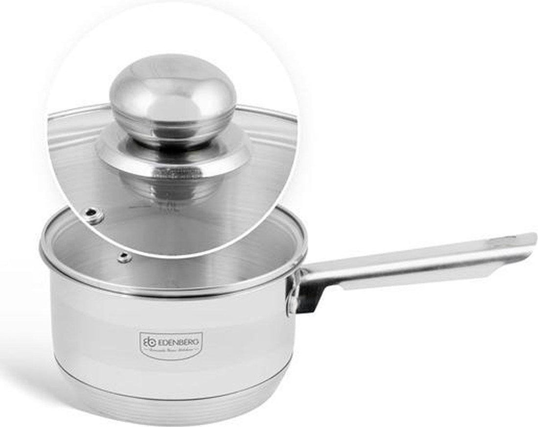 Edënbërg Stainless Steel Saucepan with Glass Lid Ø12 cm - 0.6 L - 5-Ply