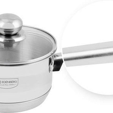 Edënbërg Casserole en acier inoxydable avec couvercle en verre Ø12 cm - 0.6 L - 5 couches