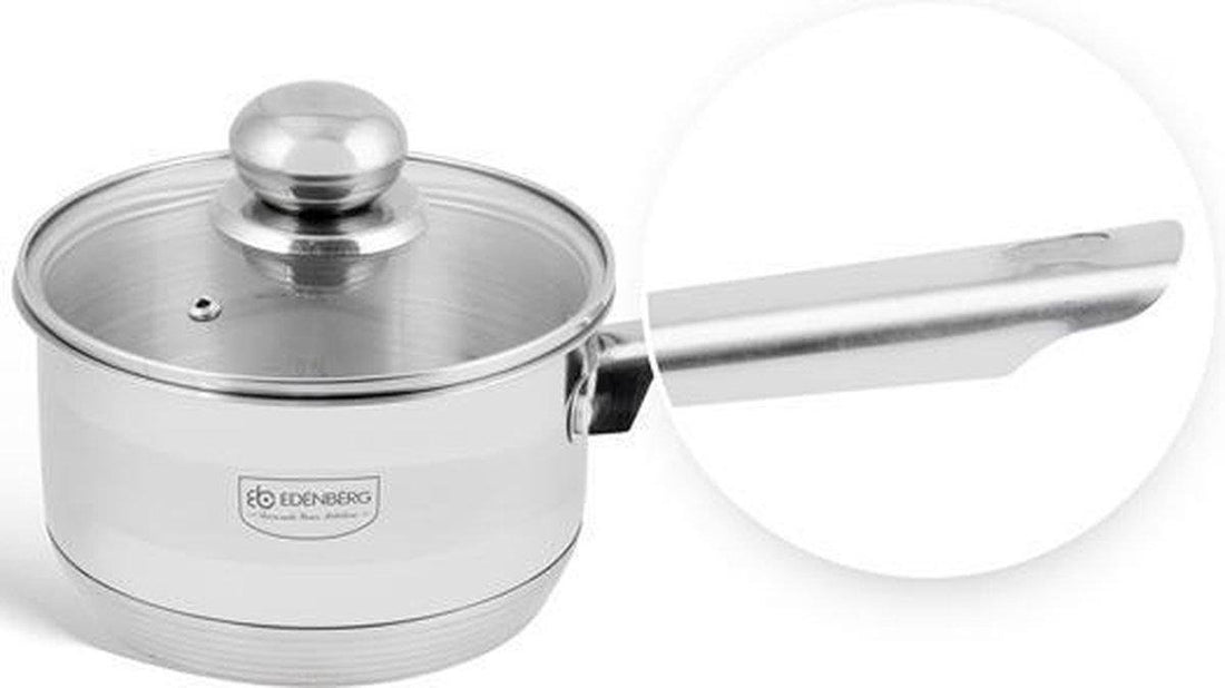 Edënbërg Stainless Steel Saucepan with Glass Lid Ø12 cm - 0.6 L - 5-Ply