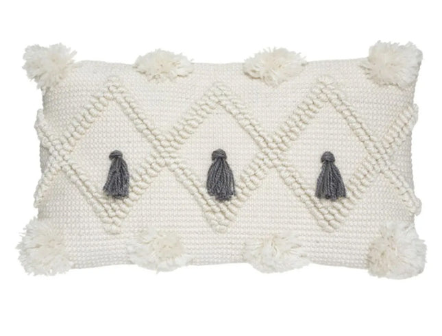 Coussin décoratif ivoire & gris - Recyclé