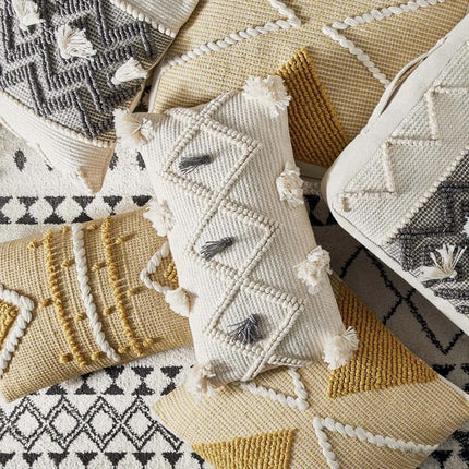 Coussin décoratif ivoire & gris - Recyclé