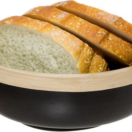 Plat/saladier - noir - bambou - 20 x 8 cm