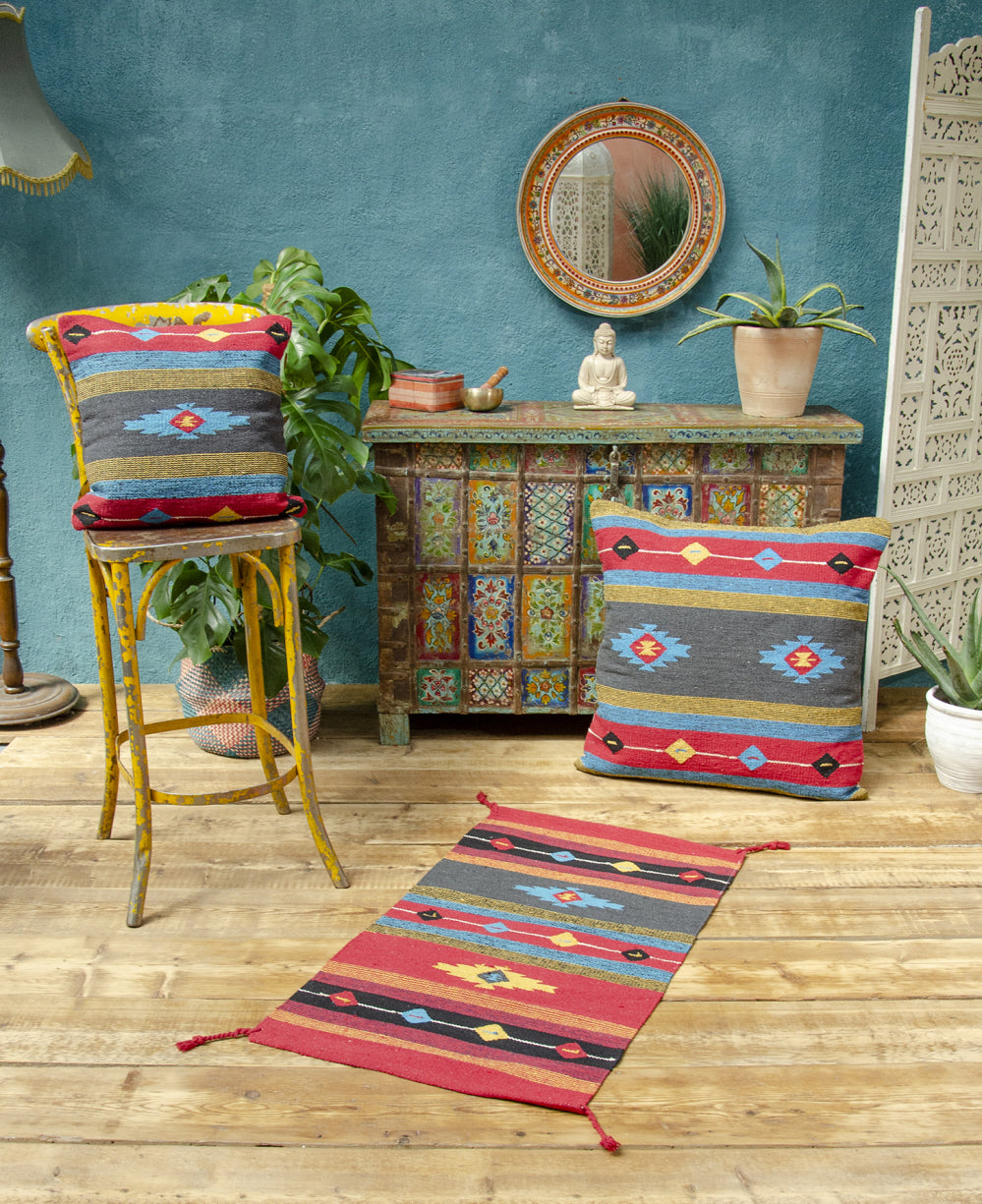 Sarkhan handgewebter Kelim-Teppich, 60 x 110 cm