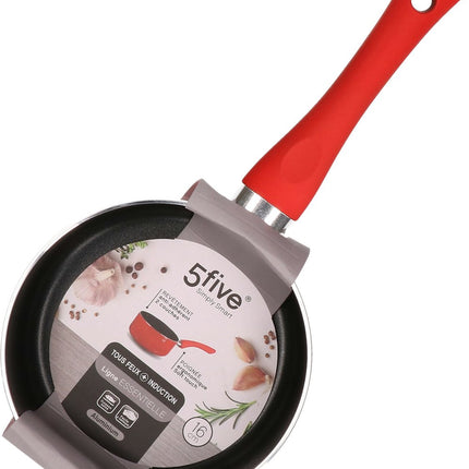 5Five - Casserole - Induction - Aluminium - Rouge/Noir - D16 cm