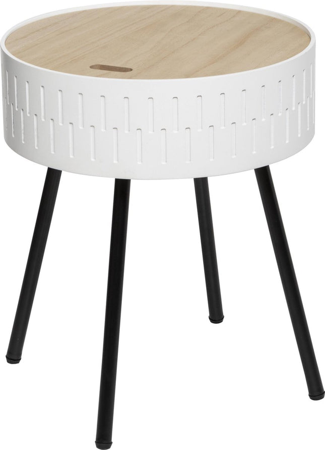 Scandinavische bijzettafel wit met opbergruimte - Dia 38.5 Hoogte 45.5 - salontafel