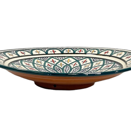Plat en terre cuite 35 cm vert et bleu