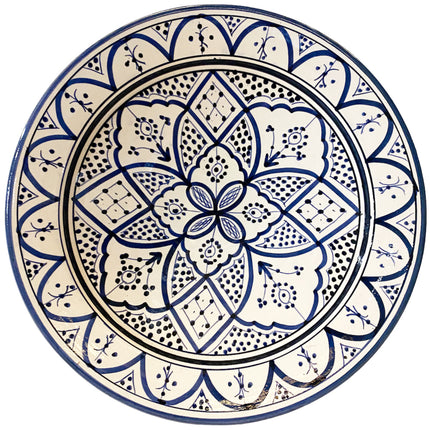 Plat marocain bleu à motifs floraux