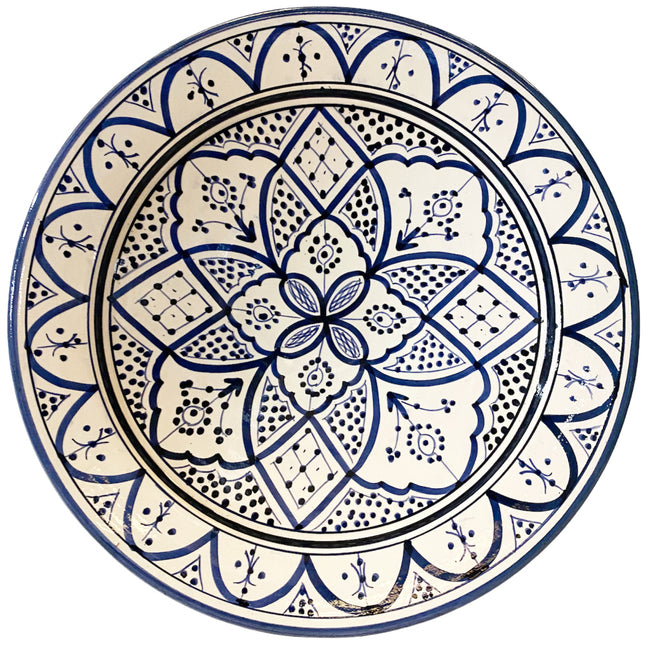 Plat marocain bleu à motifs floraux