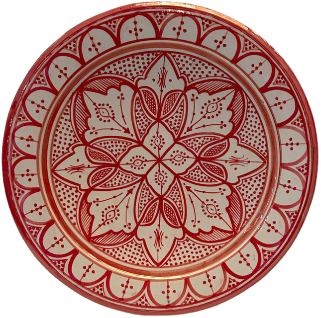 Plat en poterie marocaine bordeaux clair Ø35
