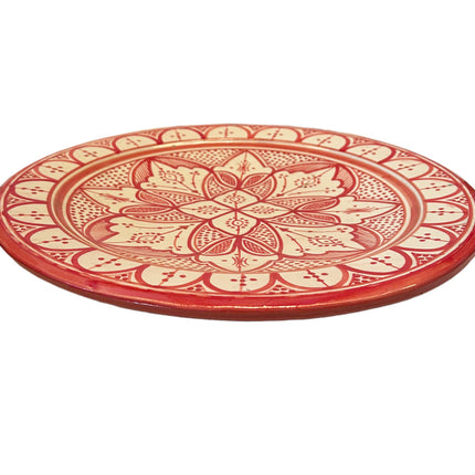 Plat en poterie marocaine bordeaux clair Ø35