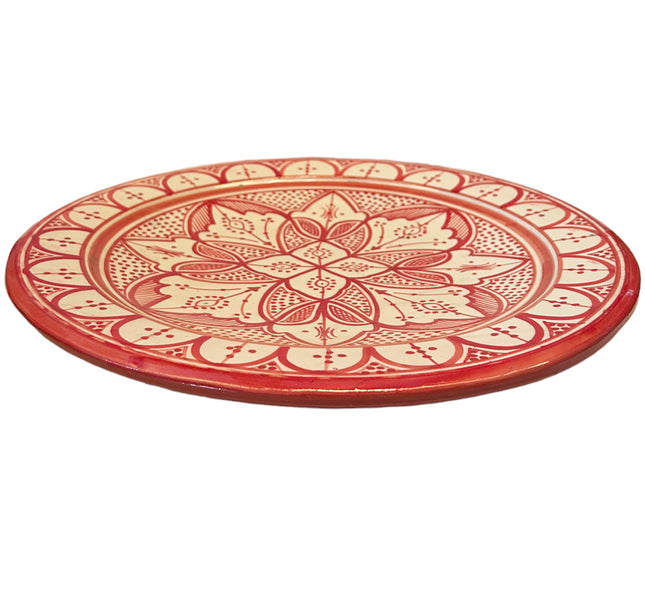 Plat en poterie marocaine bordeaux clair Ø35