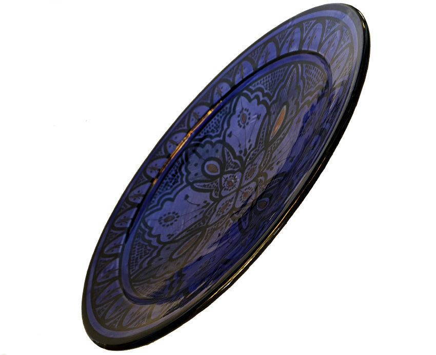 Dark blue earthenware bowl 35 cm