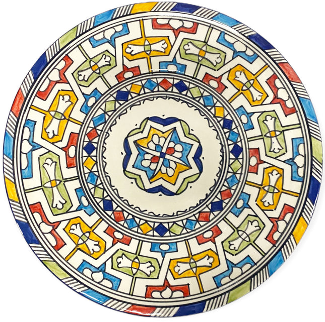 Plat marocain en céramique peint à la main 35 cm