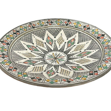 Plat marocain en faïence fait à la main gris Ø35