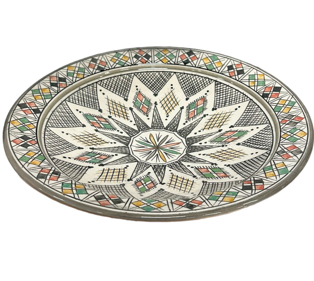 Plat marocain en faïence fait à la main gris Ø35