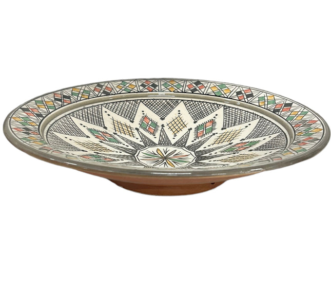 Plat marocain en faïence fait à la main gris Ø35