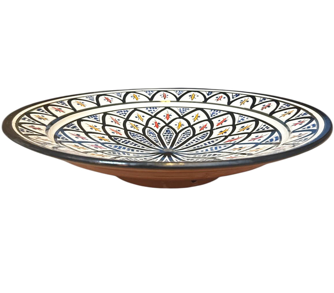Marokkaanse Schaal Ø35 cm – Handgemaakt Keramiek – Zwart & Blauw
