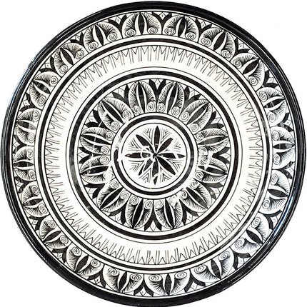 Plat en faïence noir / blanc Ø 35
