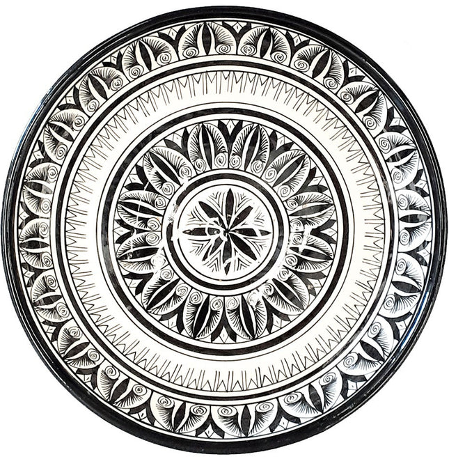 Plat en faïence noir / blanc Ø 35