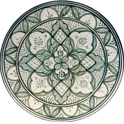 Plat marocain en poterie fait main vert Ø35