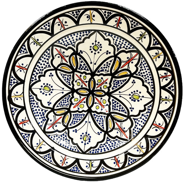 Coupe à fruits en poterie marocaine bleu noir 35 cm