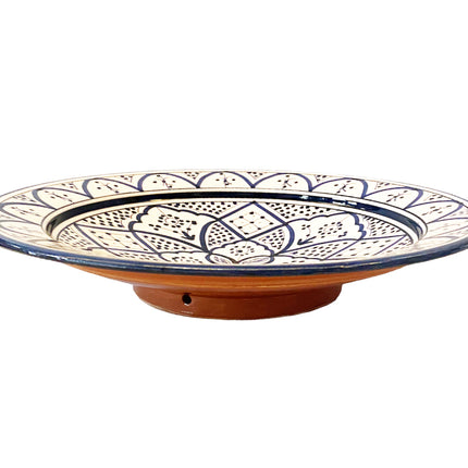 Plat marocain bleu à motifs floraux