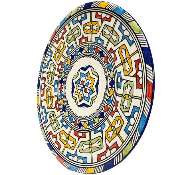 Plat marocain en céramique peint à la main 35 cm