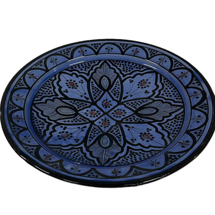 Plat marocain en céramique bleu foncé 35 cm
