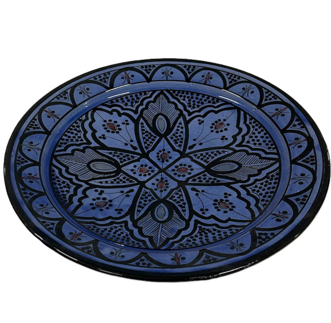 Plat marocain en céramique bleu foncé 35 cm