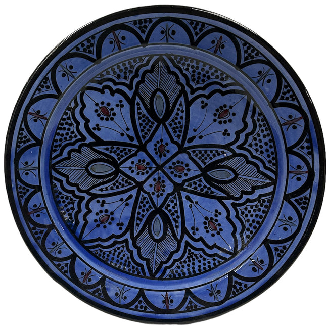 Plat marocain en céramique bleu foncé 35 cm