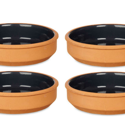 Set de 4 ramequins à tapas/crème brûlée terre cuite/noir 16 cm