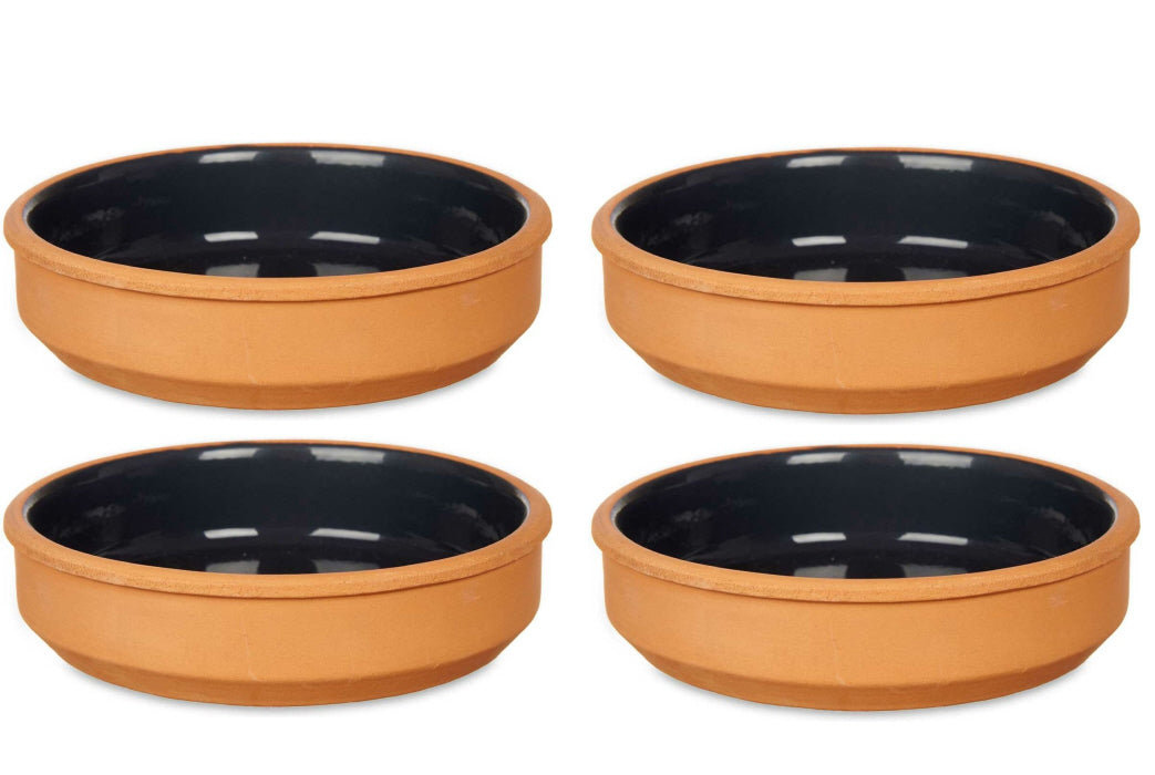 Set de 4 coupelles à tapas / crème brûlée terre cuite / noir 16 cm