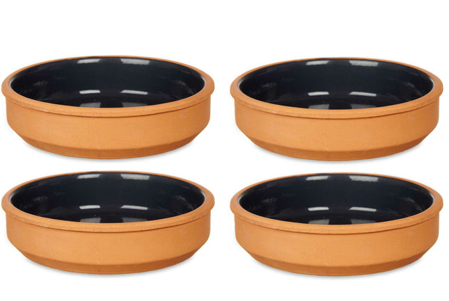 Set de 4 ramequins à tapas/crème brûlée terre cuite/noir 16 cm
