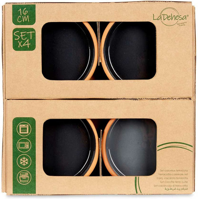 Set de 4 ramequins à tapas/crème brûlée terre cuite/noir 16 cm