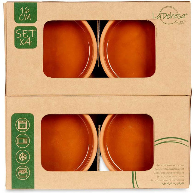 Set de 4 ramequins à tapas/crème brûlée terre cuite/marron 16cm