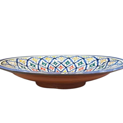 Plat marocain Ø35 cm – Fait main et motif mosaïque coloré – Style Fès