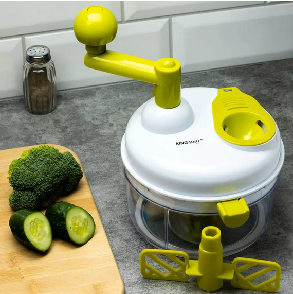 Kinghoff Hachoir et Robot Culinaire Multifonction - Lames en Acier Inoxydable, Mélangeur et Accessoires - Idéal pour Trancher, Hacher et Mélanger - Économe