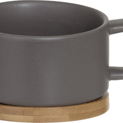 Secret de Gourmet Théière + Tasse + Soucoupe 3 en 1 Céramique - Taupe