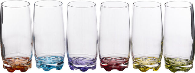 Verres à boire - 6 pièces - verres à eau - 380 ml - mélange de couleurs