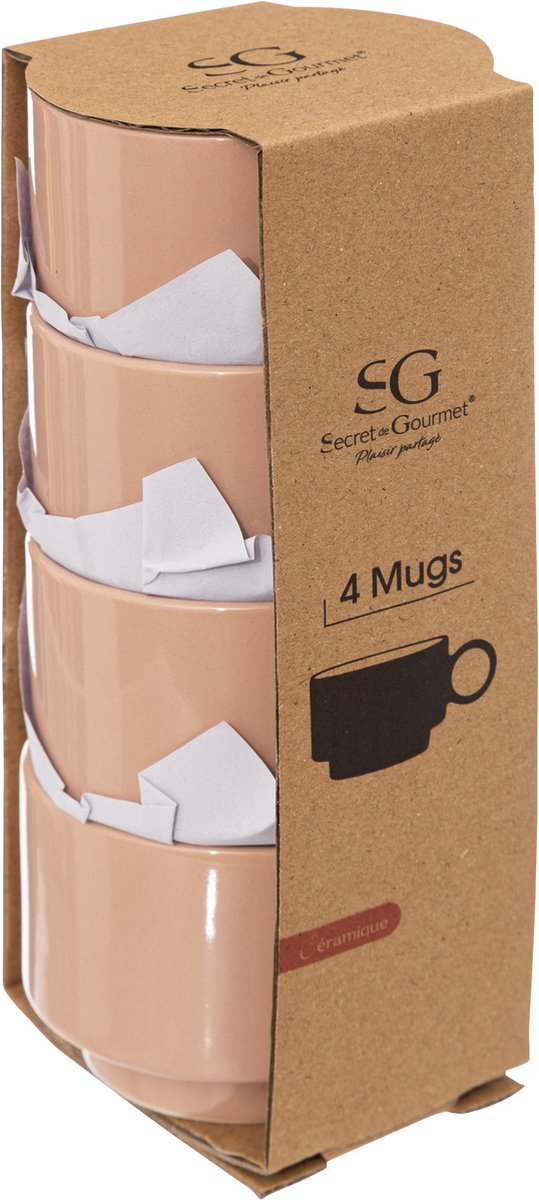 Secret de gourmet Rétro - 4 Tasses - Gobelets - 10CL - Tasse à café - Nude
